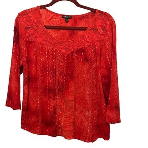 Sami & Jo Red sparkle silver sequins with Red Inset Top Size Petite Large